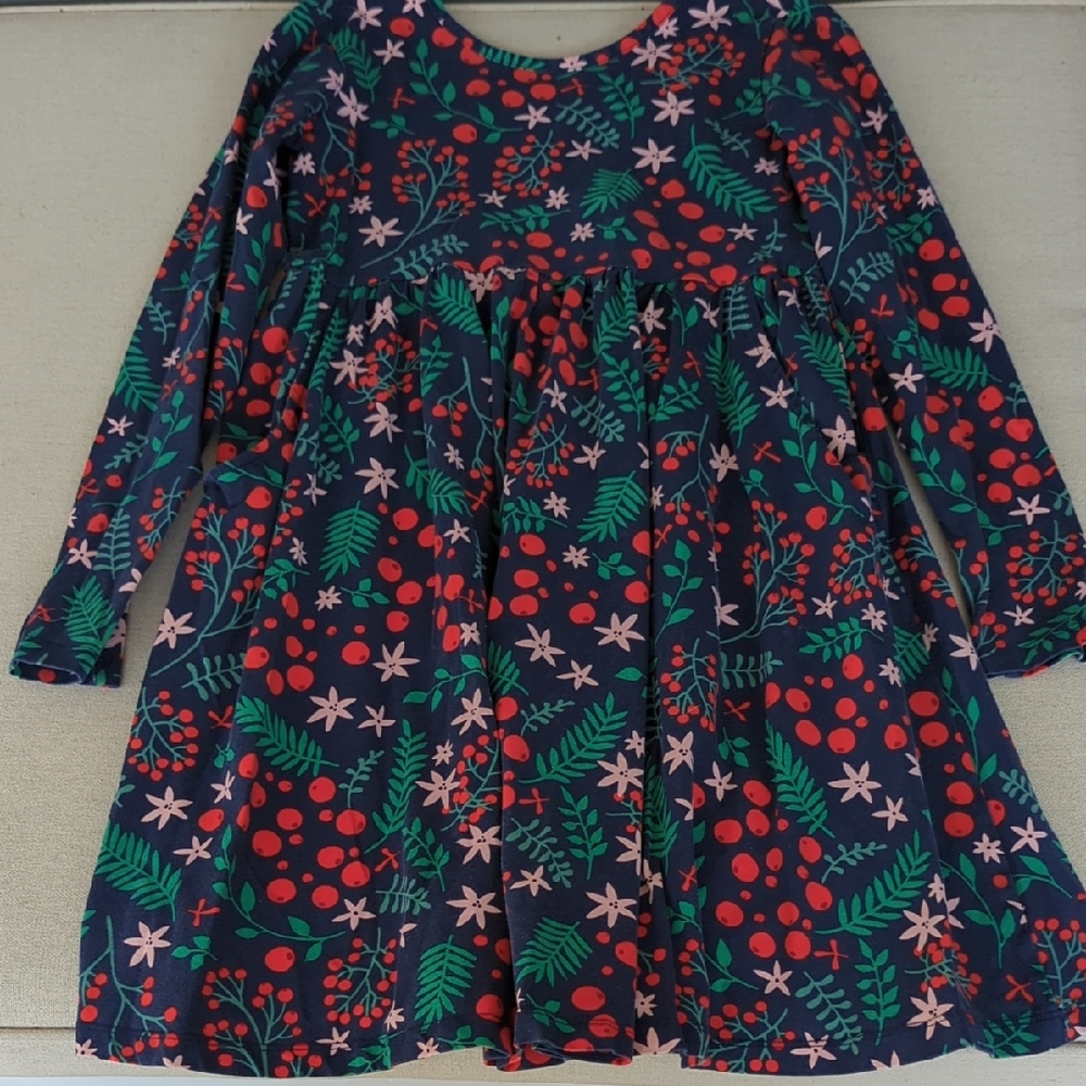 Hanna Andersson Kids Dress - Navy with Red and Green Floral